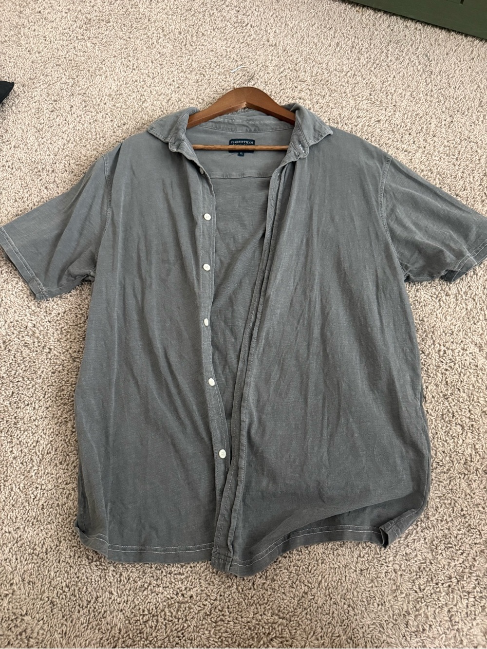 Fishhippie Men's Short-Sleeve Button-Down Shirt — Washed Gray